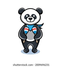 cartoon animal cute panda holding a maracas