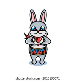 cartoon animal cute rabbit holding a drum