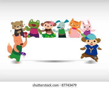 cartoon animal dance card