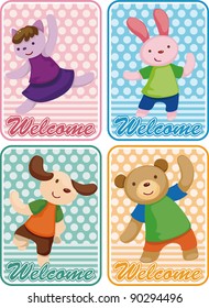 cartoon animal dancer seamless pattern