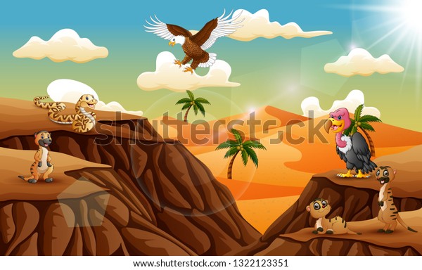 Cartoon Animal Desert Background Stock Vector (Royalty Free) 1322123351