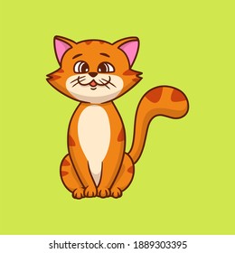 cartoon animal design cat sits facing forward cute mascot logo