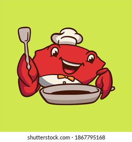 cartoon animal design chef crab cute mascot logo