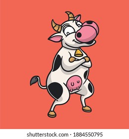 cartoon animal design cool cows cute mascot logo