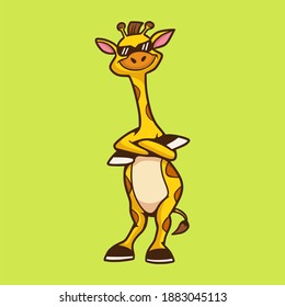 Cartoon Animal Design Cool Giraffe Cute Stock Vector (Royalty Free ...