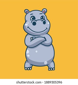 cartoon animal design cool hippo cute mascot logo