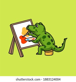 cartoon animal design crocodile painting cute mascot logo
