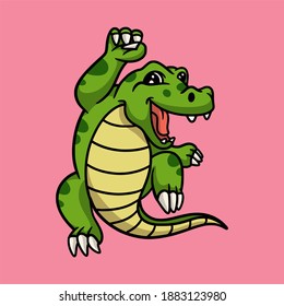 cartoon animal design crocodile succeeded cute mascot logo