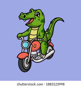 cartoon animal design crocodile traveling cute mascot logo