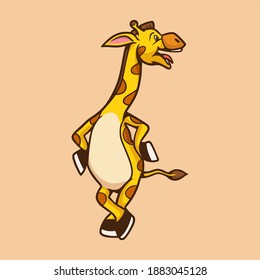 cartoon animal design giraffe standing cute mascot logo