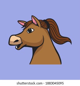 cartoon animal design horse mom cute mascot logo