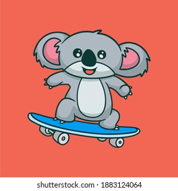 cartoon animal design koala skateboarding cute mascot logo