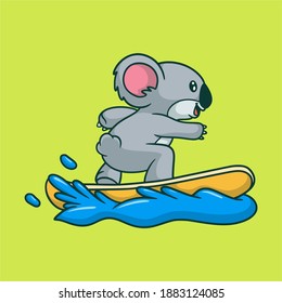 cartoon animal design koala surfing cute mascot logo