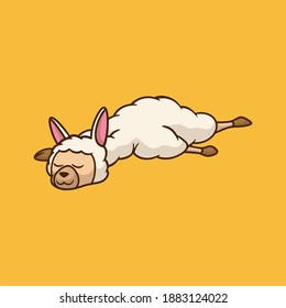 cartoon animal design llama sleeping cute mascot logo