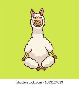 cartoon animal design llama yoga pose cute mascot logo