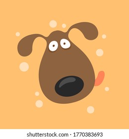 Cartoon animal design series with cute dog.Vector  illustration of cute animals cards design series.