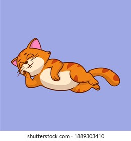 cartoon animal design sleeping cat cute mascot logo