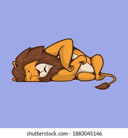 cartoon animal design sleeping lion cute mascot logo