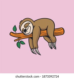 cartoon animal design sleeping sloth cute mascot logo