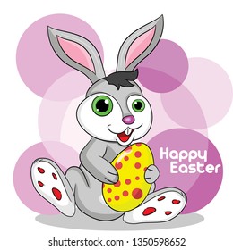 CARTOON ANIMAL EASTER RABBIT AND EGG
