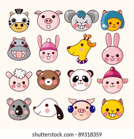 cartoon animal face icons