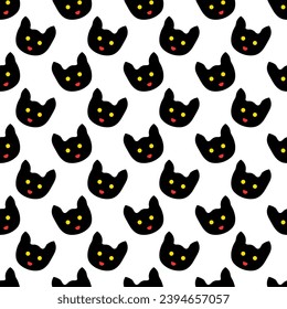 Cartoon animal face seamless pattern