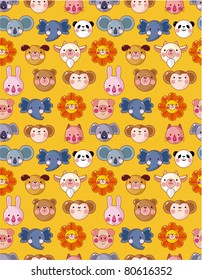 cartoon animal face seamless pattern