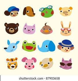 cartoon animal face set