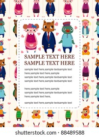 cartoon animal family card
