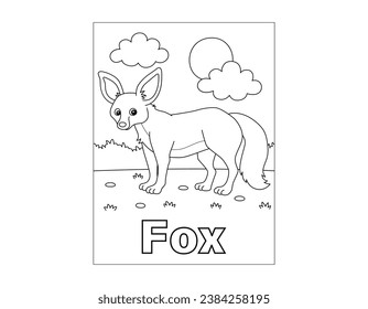 Cartoon animal - fox - isolated - coloring page - illustration for children.