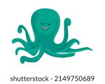Cartoon Animal funny octopus. Vector illustration