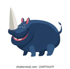 Cartoon Animal funny rhinoceros. Vector illustration