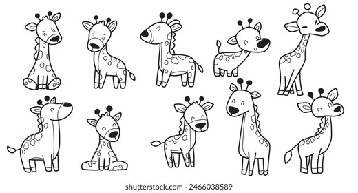cartoon animal
giraffe wildlife cute
Cute coloring book. Hand drawn. Vector illustration.