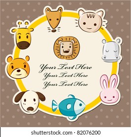cartoon animal head card
