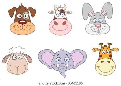 Cartoon animal head collection