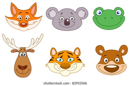 Cartoon animal head collection