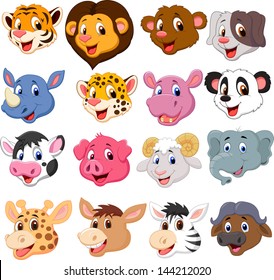 Cartoon Animal Head Collection Set