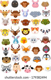 Cartoon animal head collection set