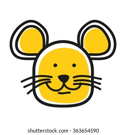 Cartoon animal head icon. Mouse face avatar for profile of social networks. Hand drawn design