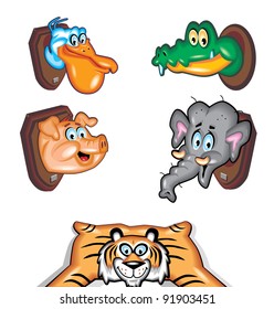 Cartoon Animal Heads Stock Vector (Royalty Free) 91903451 | Shutterstock