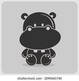 Cartoon Animal Hippos icon, Vector illustration of a hippopotamus