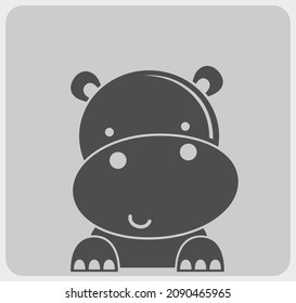 Cartoon Animal Hippos icon, Vector illustration of a hippopotamus