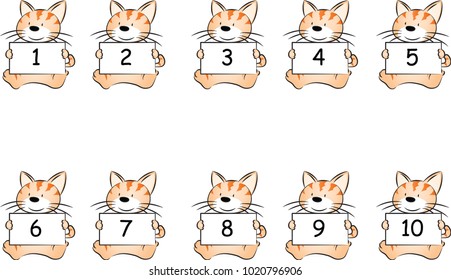 cartoon animal holding number 1to10