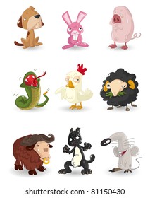 cartoon animal icons set