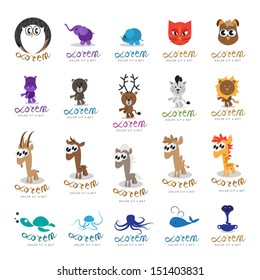 Cartoon Animal Icons Set  - Isolated On White Background - Vector Illustration, Graphic Design Editable For Your Design