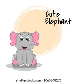 Cartoon animal with lettering Cute Elephant. Graphics for t-shirts. Greeting card. Vector illustration.