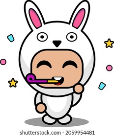 cartoon animal mascot costume character vector illustration
cute bunny birthday party whistle