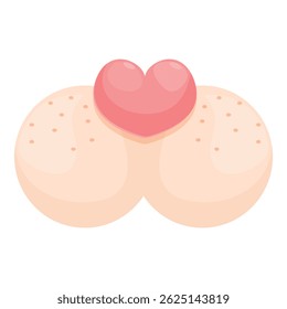 Cartoon animal nose showing love with a pink heart shape for valentine's day designs