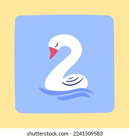 Cartoon animal numbers in flat style. Cute swan character.