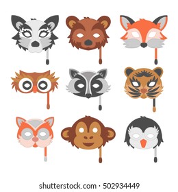 Cartoon animal party masks vector